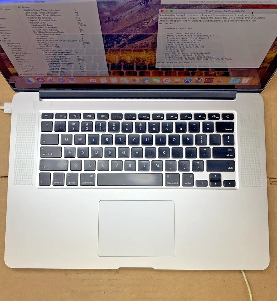 Apple Macbook Pro 15 Intel Core I7-4770U@2.3GHz 16GB 250GB HDD MacOS High Sierra - Image 4 of 4