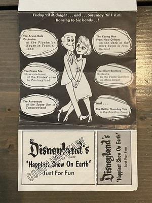 *VINTAGE* 1961 DISNEYLAND POCKET SCHEDULE- Happiest Show On Earth -Mickey Mouse
