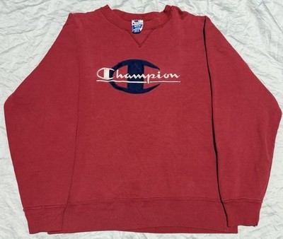 Vintage Rare 90s Champion Red Washed Crewneck Sweatshirt Men s Size Medium 