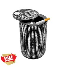 Car Ashtray Bling Crystal Diamond Smokeless Fireproof Cup Holder