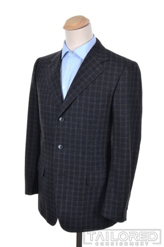 ERMENEGILDO ZEGNA Gray Checl 100% Wool Mens Blazer Sport Coat Jacket - 40 R