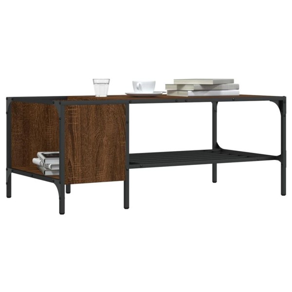 Couchtisch Mit Regal Braun Eichen-Optik 100X51X40 Cm-image