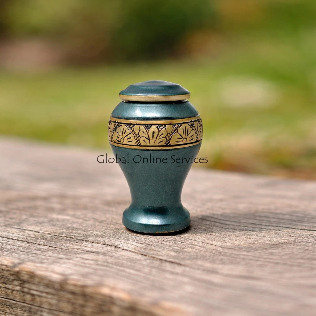 Green Classic Leaf Ribbon Small Keepsake Urn/container for Funeral Ashes