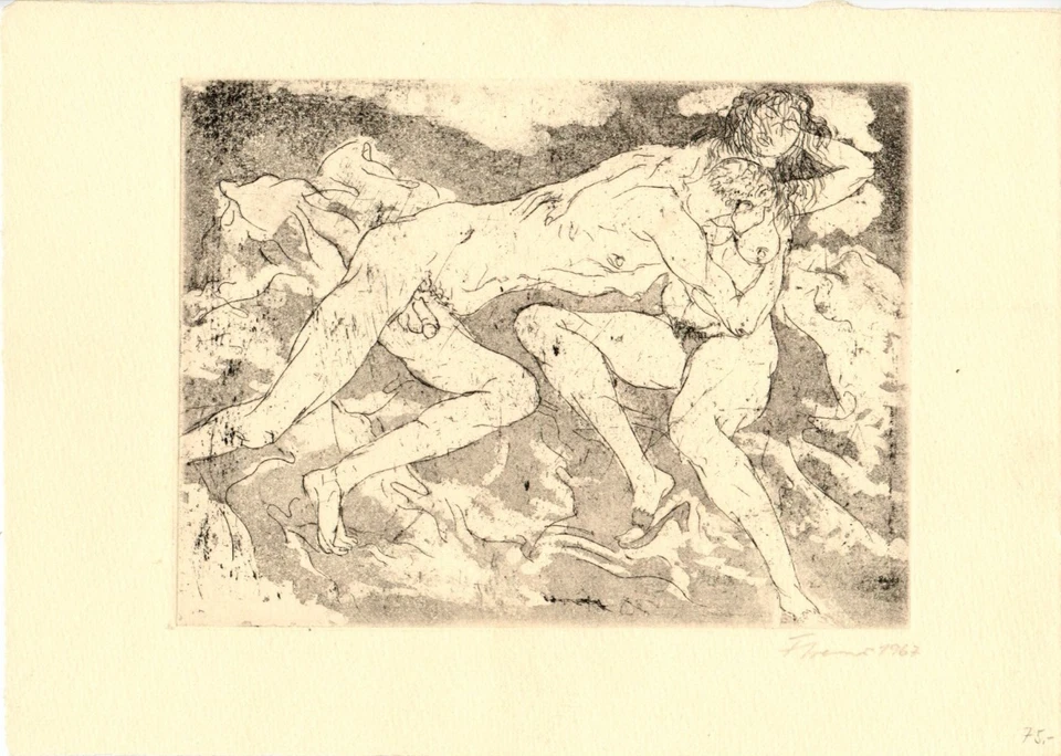 Fritz CREMER - Liebespaar (1967) - Druckgrafik-Multiple Radierung