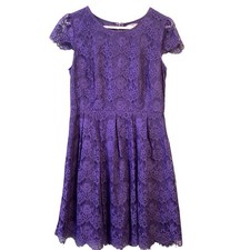 Forever 21 Women's Purple Lace Cap Sleeve Fit Flare Dress Size M Party