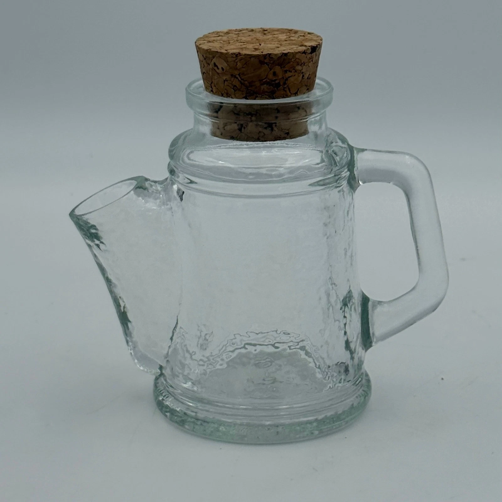 WMF Clear Hammered Glass Nut or Candy Container with Cork Stopper and Handle
