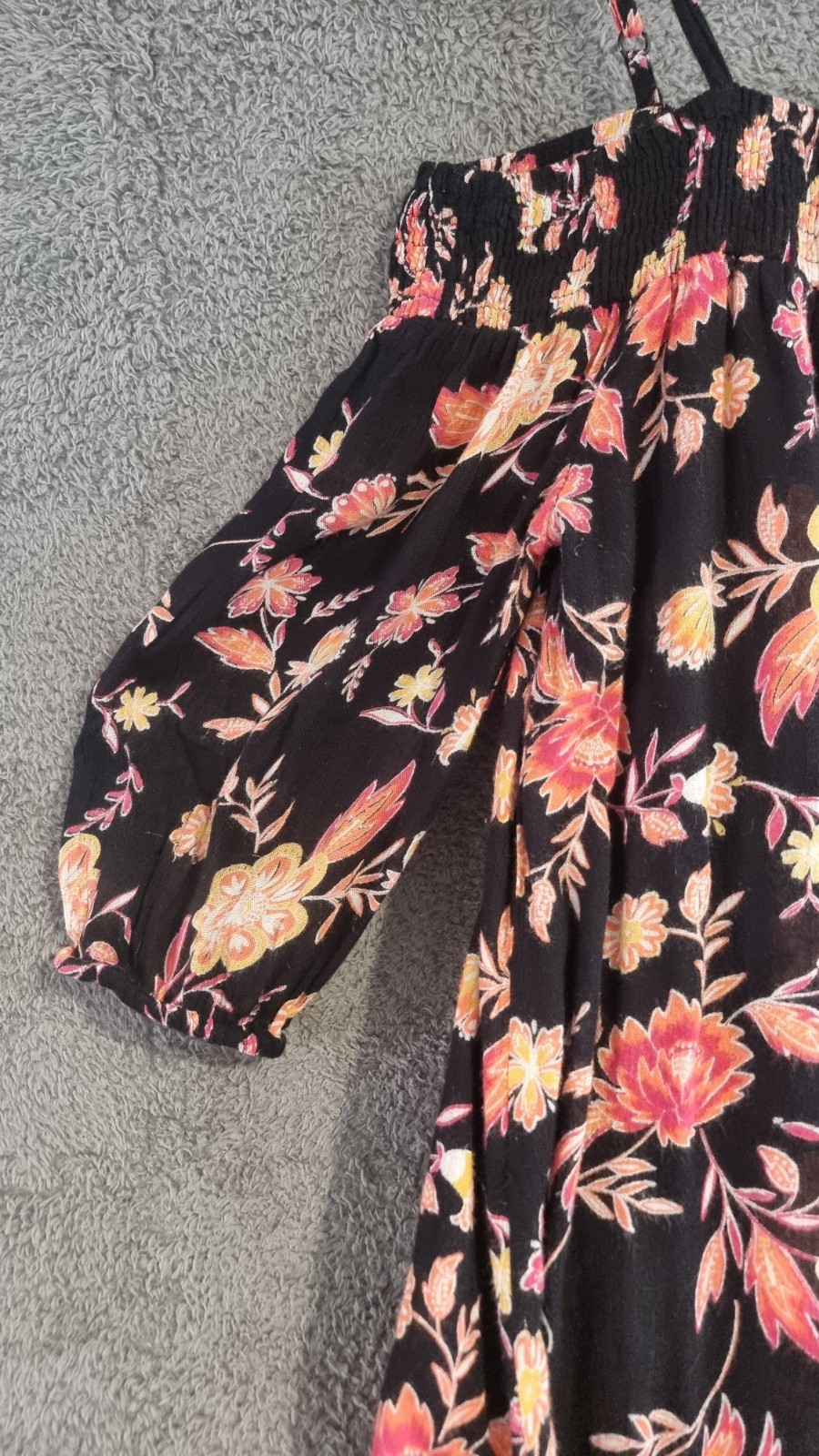 Select Womens Black Floral Off Shoulder Dress UK 12 Viscose Adjustable Straps image 3