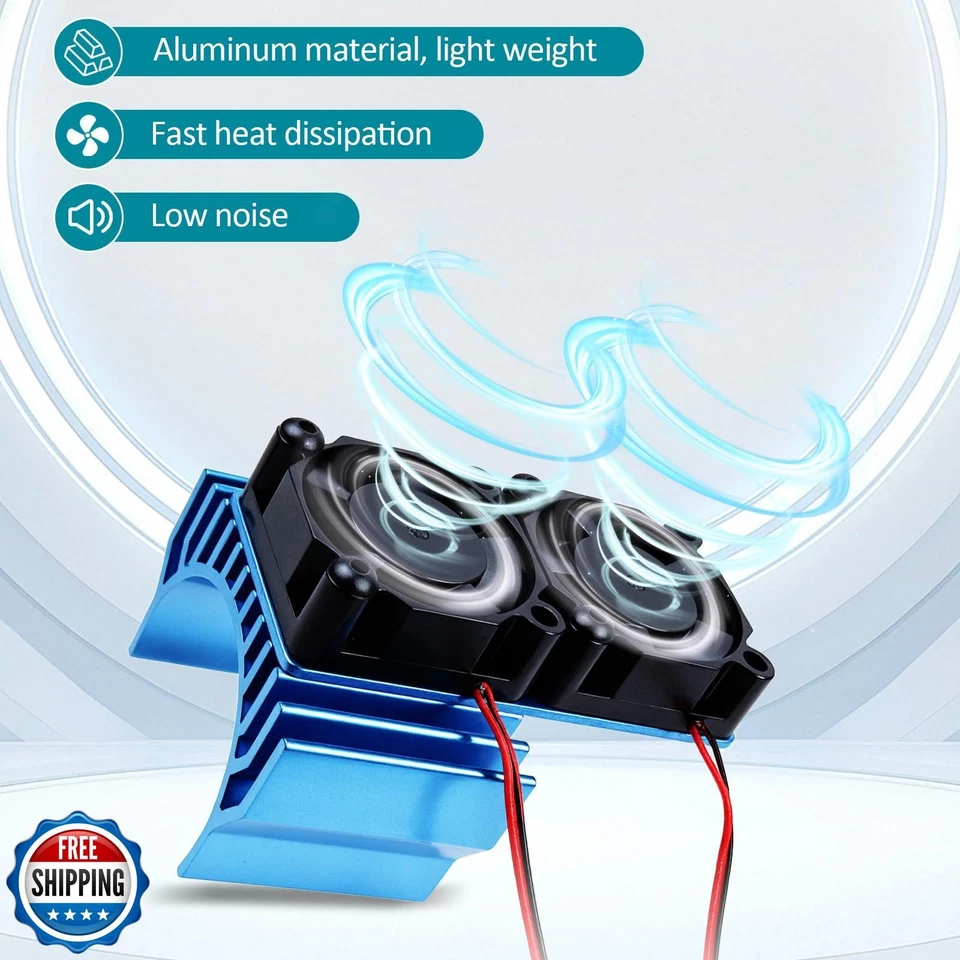 VXL-3s ESC Ventilador de refrigeración y motor 15000 RPM Juego de doble ventilador de refrigeración apto para 1/10 T Foto 3 de 4