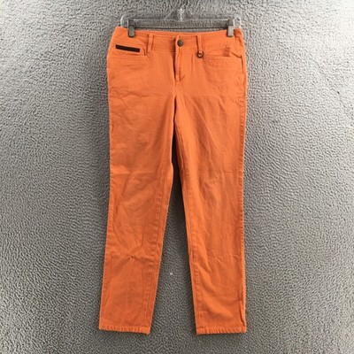 Lauren Ralph Lauren Ankle Pants Womens 4 Orange Mid Rise Flat Front Casual Zip