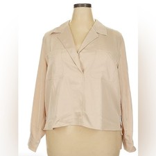 Banana Republic Cream Blouse with Notched Lapel and Boxy Fit