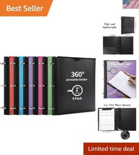 360 Pivotable 3 Ring Binder, Upgraded Foldable Binders 1 inch 6 Pack, Thin S...