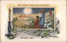 XMAS Swedish Christmas Nativity Scene,Shepherds,Star,Candle,Mistletoe Hilma Olso