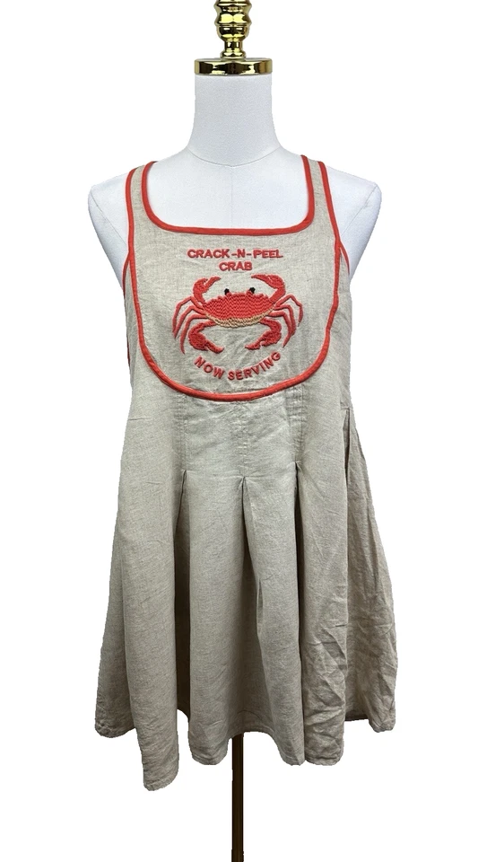 Mini vestido novo com etiquetas Celandine Crab Shack Bib mistura de linho mistura de linho - Pequeno - Imagem 3 de 4