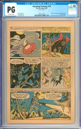 Amazing Fantasy #15 Origin & 1st App. Spider-Man Stan Lee Marvel 1962 CGC PG 14