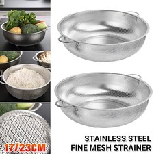 Stainless Steel Colander Re-enforced Hard Mesh Strainer Basket Sieve Rice Food