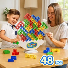 48 Pcs Game Gifts, Balance Stacking Blocks Game，Perfect for Family, Parties, Tra