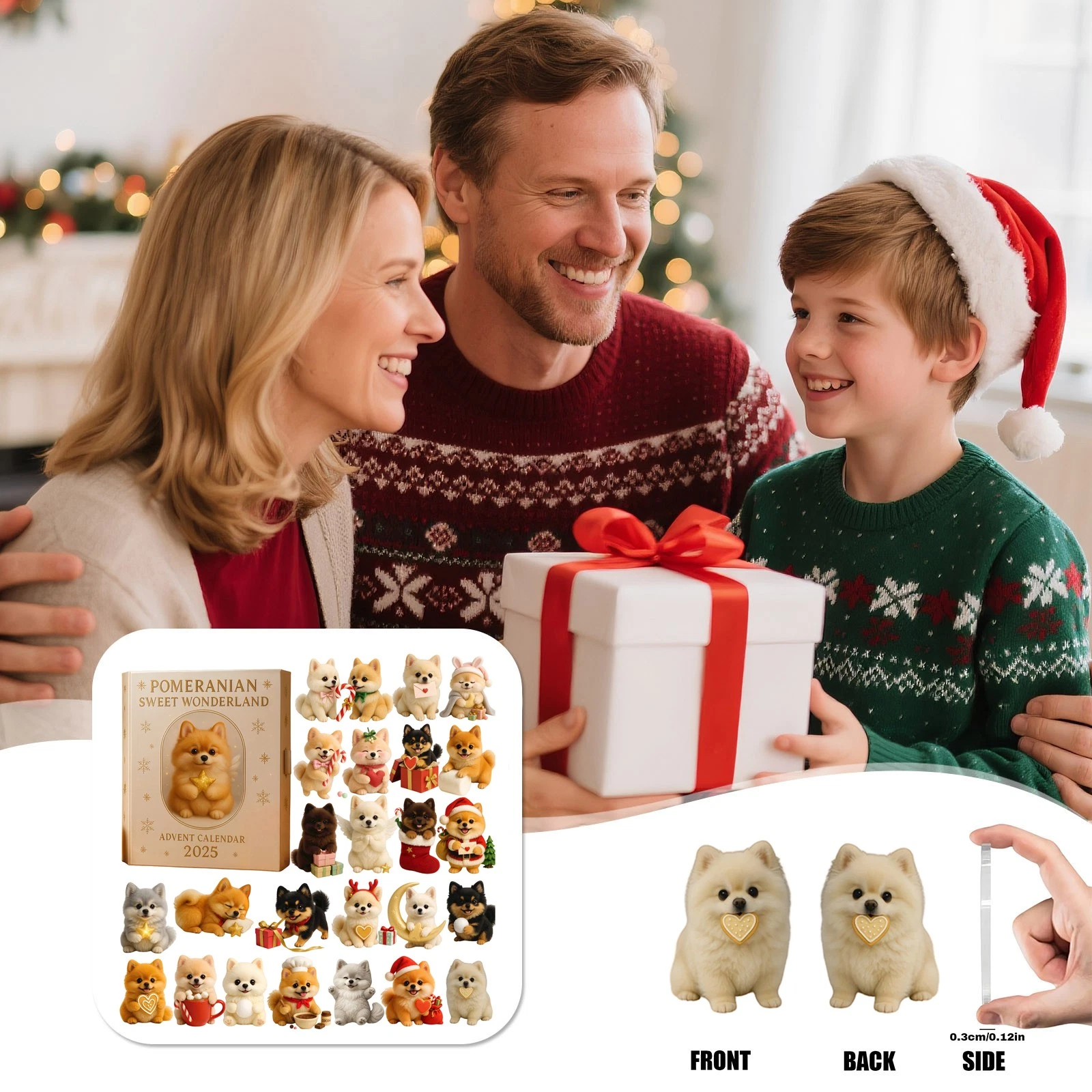Samoyed Countdown Pomeranian Sweet Wonderland Advent Calendar 24Day 2D Blind Box