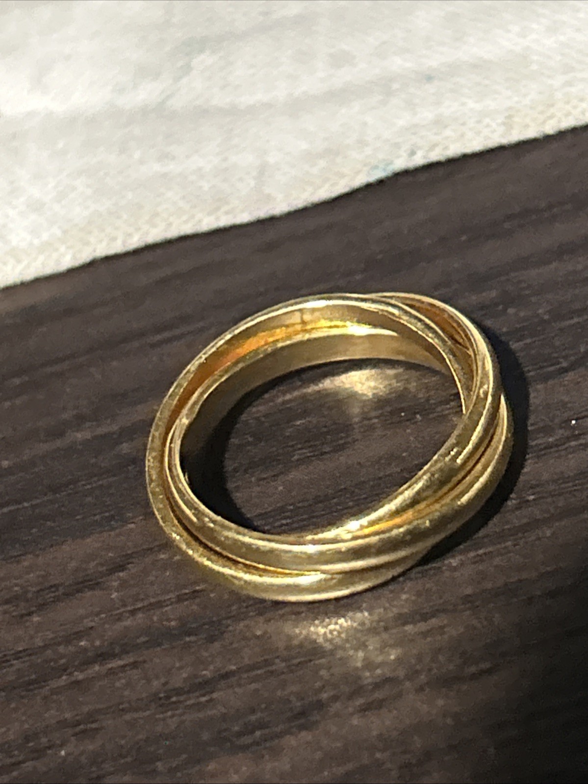 Triple Interlocking Rolling Thin Band Ring in 14-… - image 7