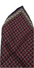 Piatelli Burgundy Geometric Pocket Square 16  Silk Hand Rolled