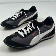 Y2K Puma Speeder Retro Running Shoes Women 8.5 Sneakers Black White Mesh Suede