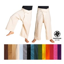 PANASIAM Thai Fisherman Pants Classic  100 Cotton  Wrap Pants, Yoga, Tai Chi