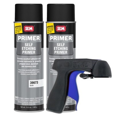 SEM 39673 Self Etching Primer Black 15oz. 2 Pack with Spray Can Trigger Handle