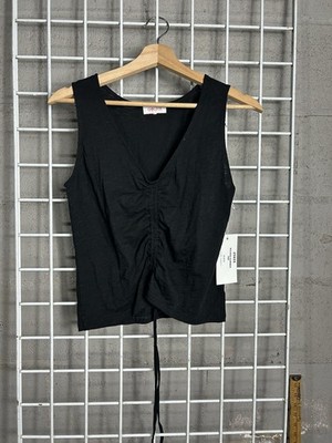 Goldie Women s Size Small Ruched Black Summer Tank Top Shirt New Tags