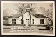 Costilla County Court House San Luis Colorado RPPC Meza Drug Store Postcard