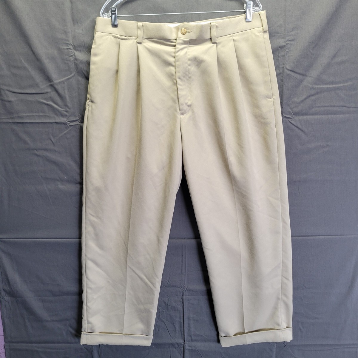 PGA Tour Slacks Men's 36x32 Pleated Golf Khaki Lightweight Pants