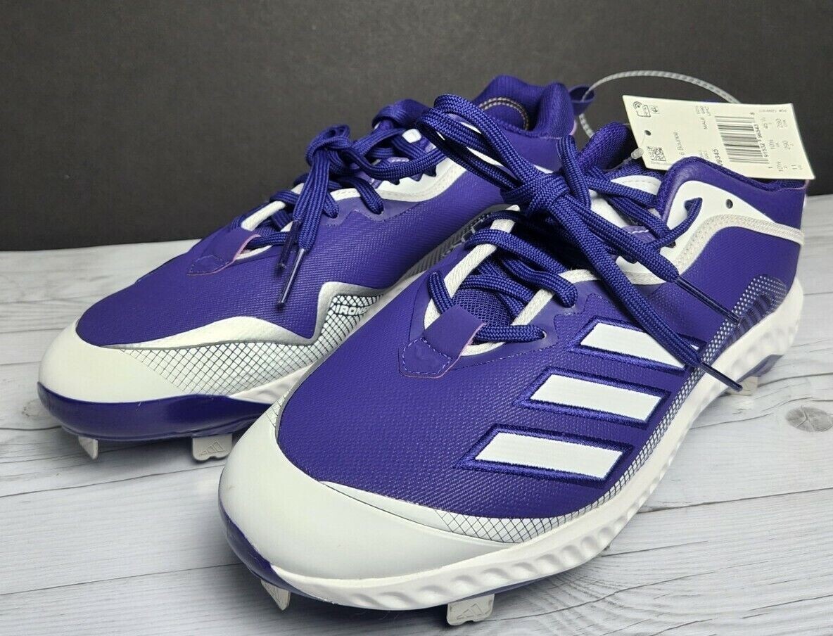 Adidas Icon Bounce Metal Baseball Cleats Purple FV9345 Mens Sz