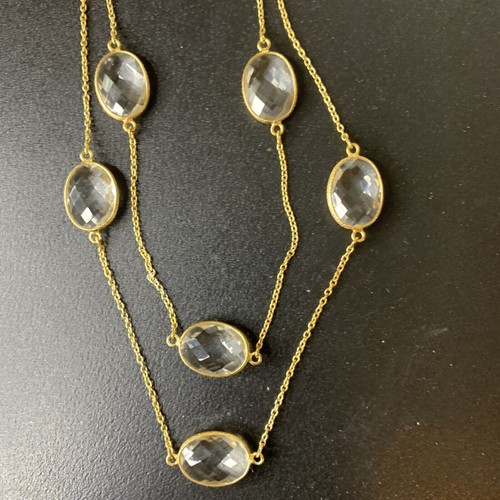 Argento Vivo Necklace 18k Gold Over Sterling Silver 925 Crystal 36” Layering - Picture 7 of 7