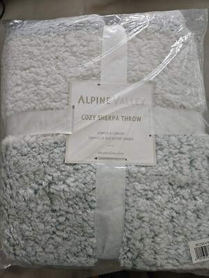 Alpine Valley Cozy Sherpa Throw MINT STRIPE Soft Fuzzy 50 X 60  BRAND NEW