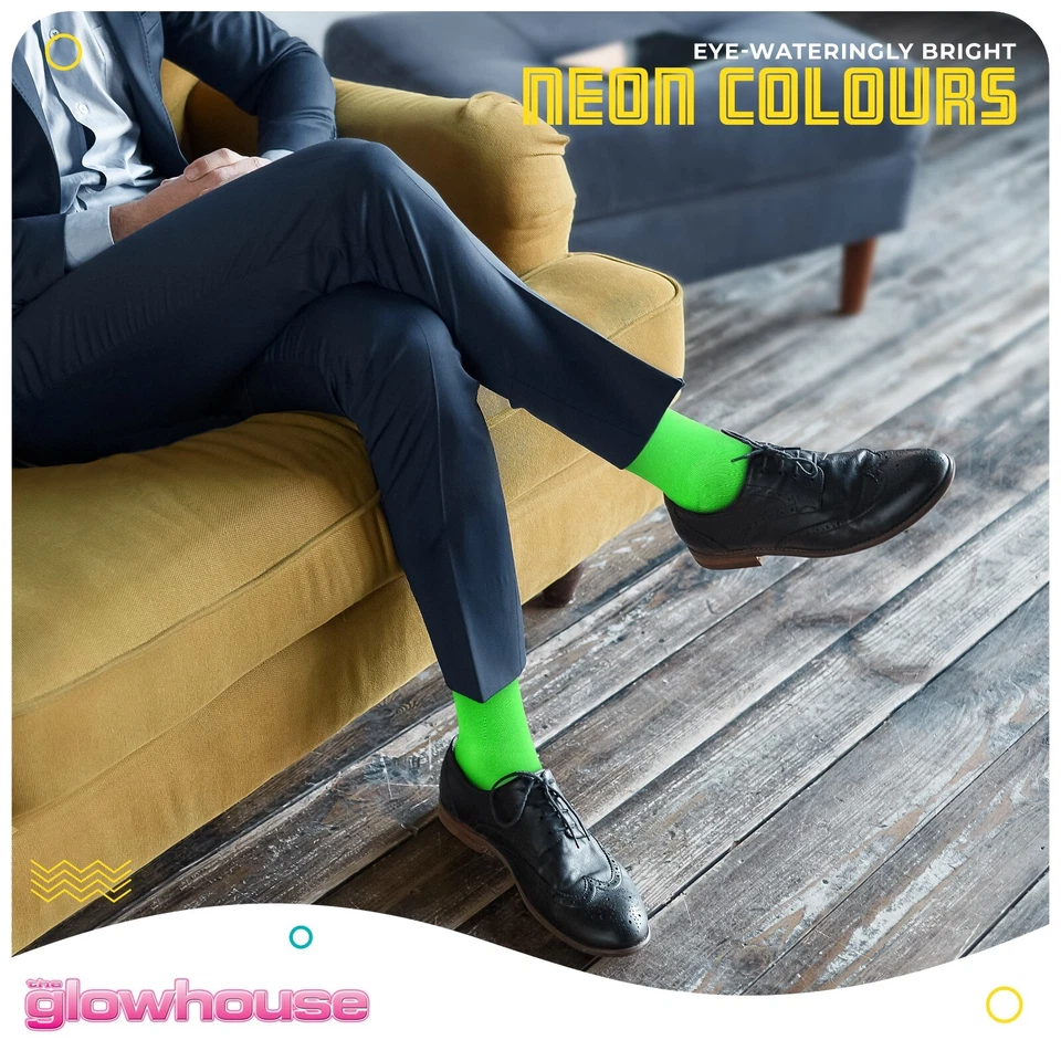 Men's Neon Teddy Boy Socks Mens Bright Fancy Dress Socks 6-11 - Image 3 of 4