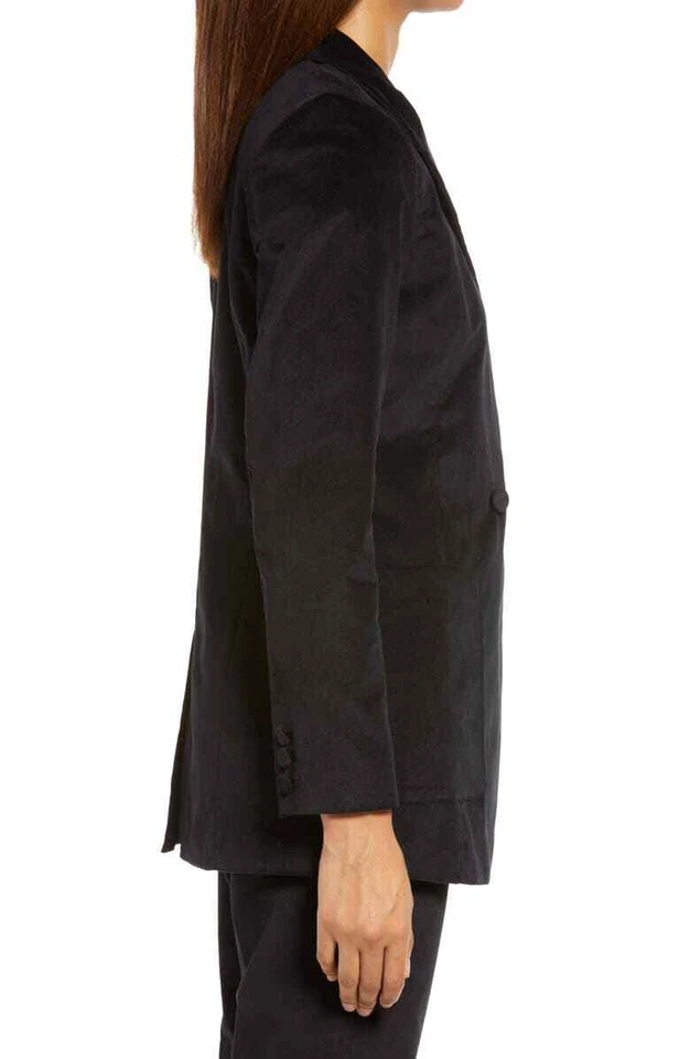 Blazer Mujer Halógeno 271775 Doble Pecho Terciopelo Negro Talla 1 Foto 3 de 4