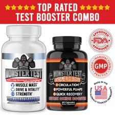 Angry Supplements Monster Test Booster  120ct + Monster Test Nitric Oxide, 2pk