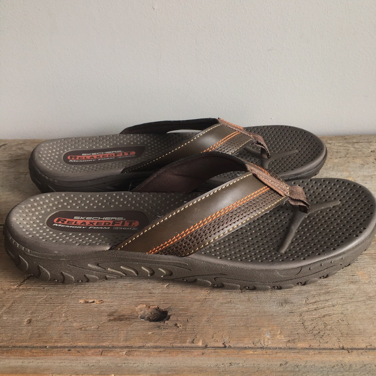 Skechers Men Relaxed Fit 360 Memory‎ Foam Flip Flops Brown 56219SA Size 10 Amazon.com | Skechers mens Relaxed Fit¿: Reggae - Cobano  main image 2