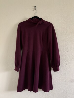Gal Meets Glam Valentina Long Sleeve Mini Sweater Dress Plum Pockets Size 6  | eBay