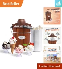 Electric Ice Cream Maker - Homemade Soft Serve in Minutes - Vintage Wooden Style