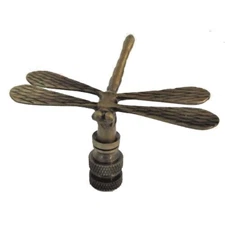 DRAGONFLY LAMP SHADE FINIAL ~ ANTIQUE BRASS  (FINIAL THREAD) #8
