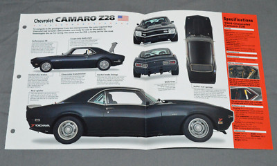 1967 1968 1969 CHEVROLET CAMARO Z28 Car SPEC SHEET PHOTO BOOKLET