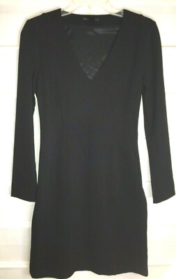 mango suit dress black Mango Suit Black V Neck Fully Lined LS Dress Size XS EC!