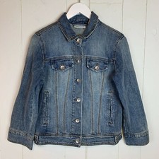 DKNY Denim Blue Jean Jacket Womens Small S Pockets Buttons Fitted Vintage Coat