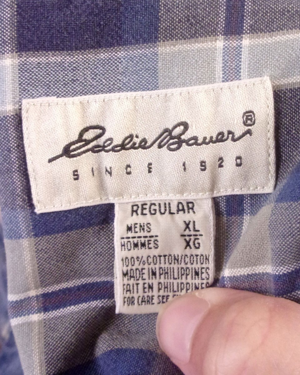 vintage 90s Eddie Bauer Navy/Taupe Plaid Shirt Flannel vintage 90s Eddie Bauer Navy/Taupe Plaid Shirt Flannel