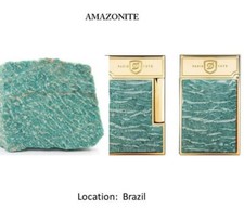 S.T. DUPONT L2 CURVED STONE LIGHTER AMAZONITE - STONES OF FORTUNE - PRESTIGE