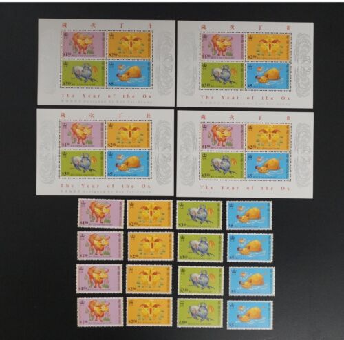 Hong Kong #780a-3c 1997 year of Ox perf 13.5 VF MNH set + sheets x 4 sets (k371) - Zdjęcie 1 z 3
