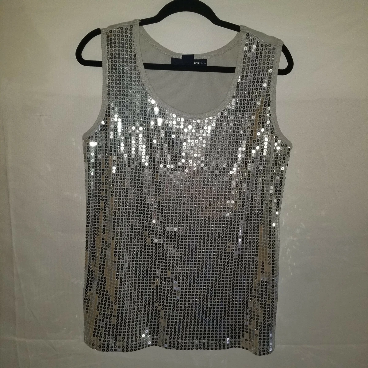 Silver sequin tank clearance top