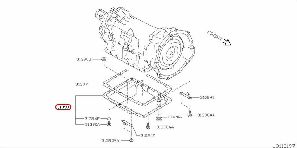 Panela de óleo de transmissão genuína Nissan 31390-1XJ0C para Infiniti OEM nova - Imagem 2 de 4