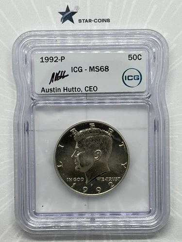1992(S) Silver Kennedy Half Dollar ICG MS68 Austin Hutto Signed