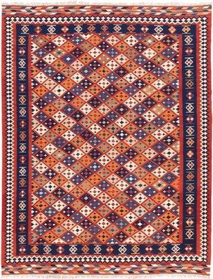 Kelim Kashkouli Teppich 302x382 cm handgewebt Wolle Persien Unikat Neu