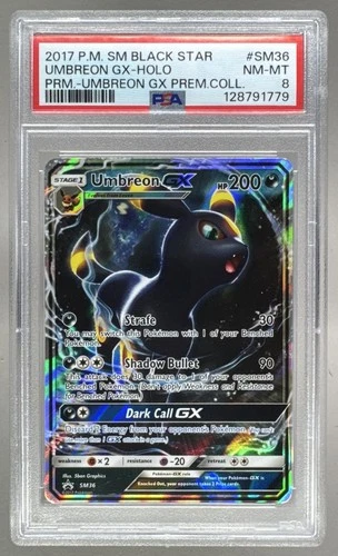 128791779 Umbreon GX 2017 Pokemon Sun Moon Premium Promo #SM36 PSA 8